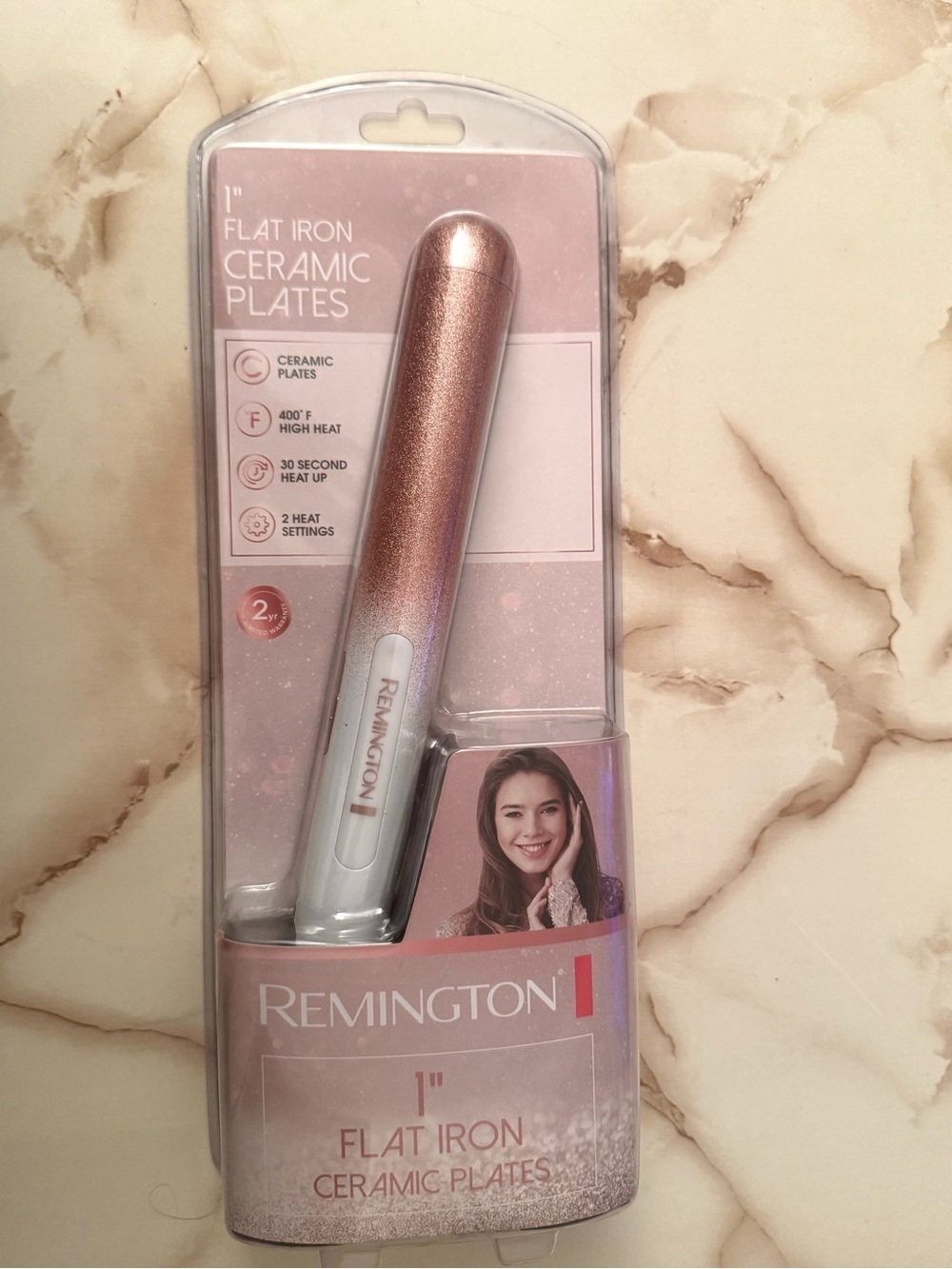 Remington Ceramic Flat Iron - Rose Gold Shimmer and White